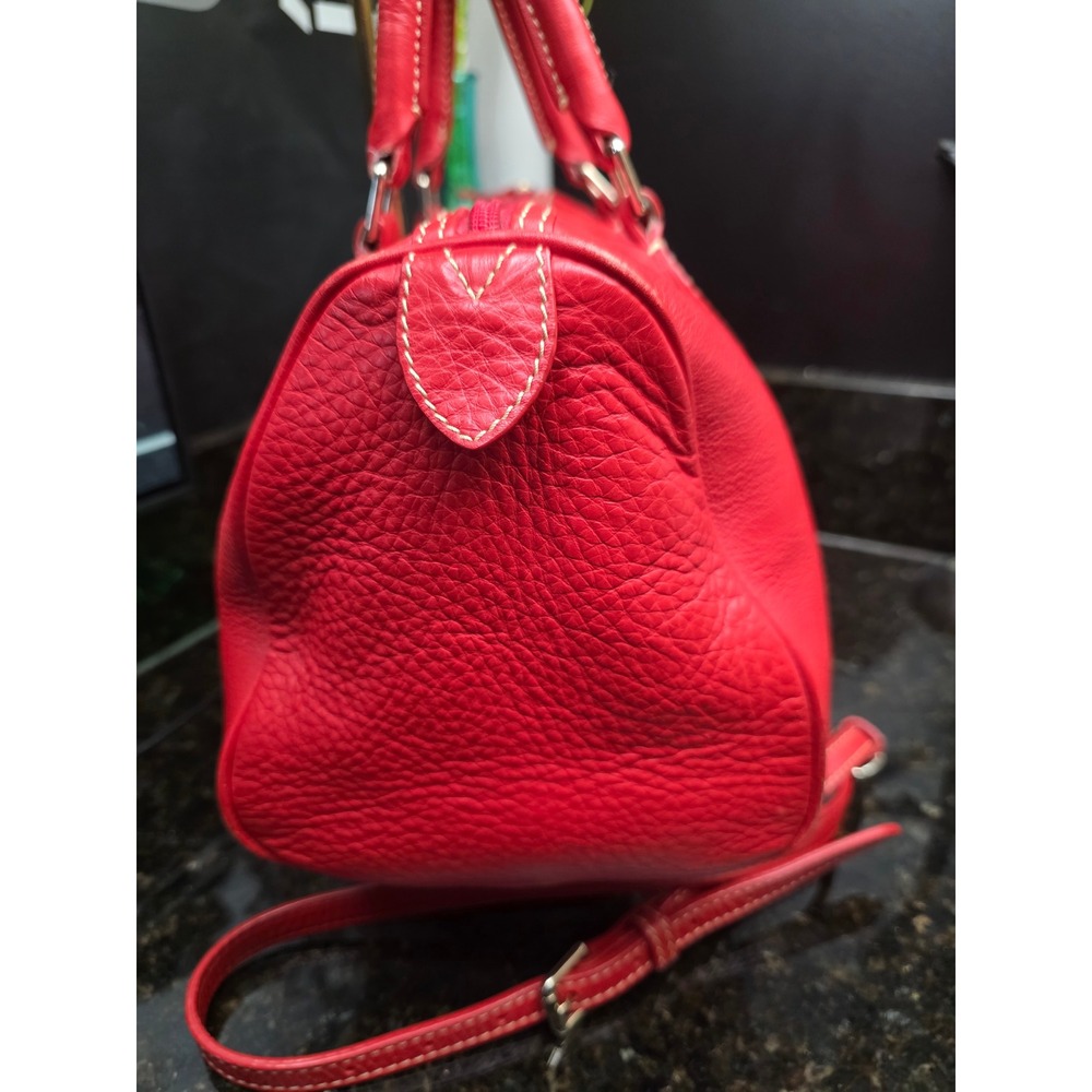 Dooney & Bourke Boston Barrel Bag Vibrant Red Leather Satchel - Picture 7 of 16